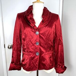 Joseph Ribkoff Crinkle Satin Evening Jacket size 12 Scarlet Red Formal Party